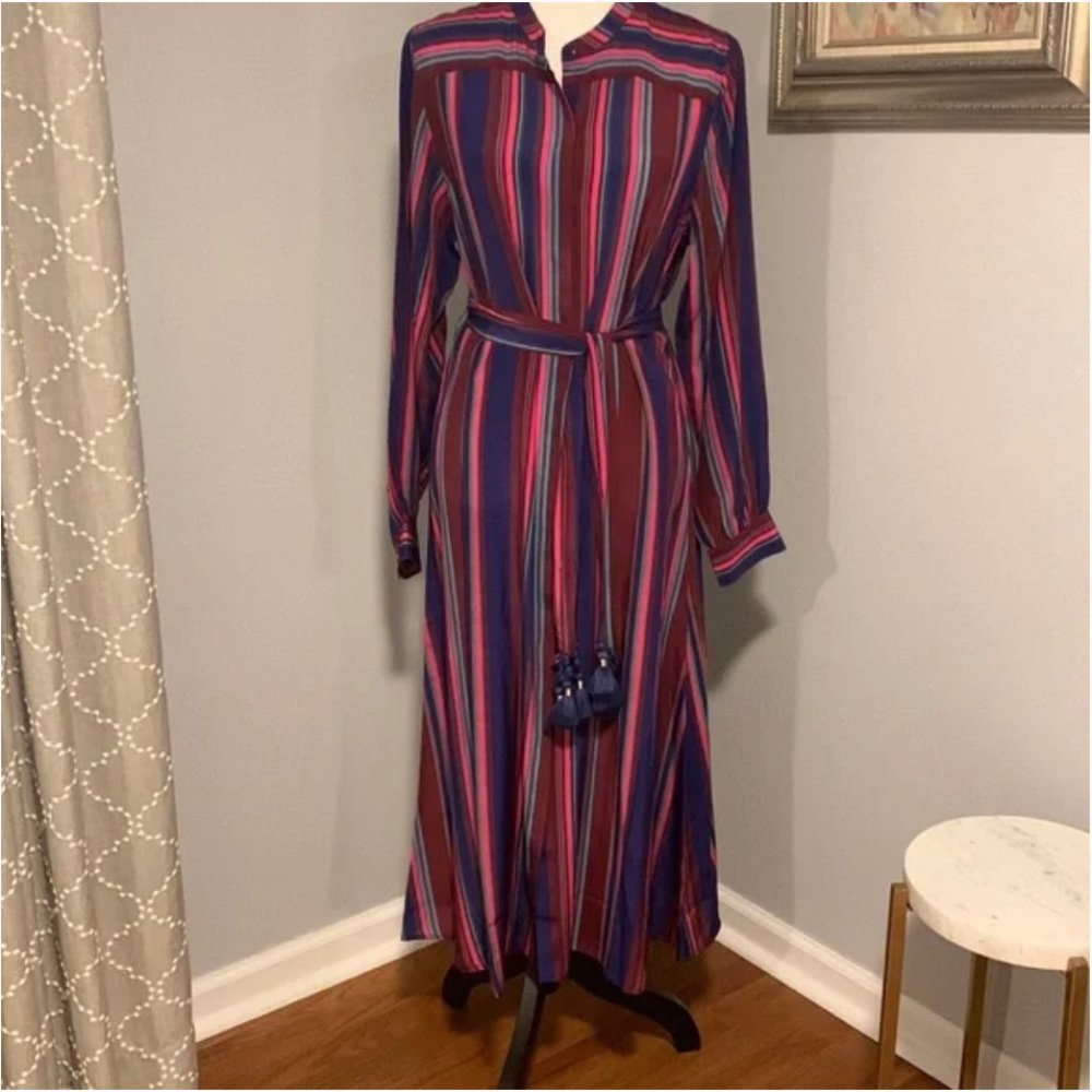 Figue Elena Long-Sleeve Multi-Striped Dress Size M NWOT - Picture 2 of 12